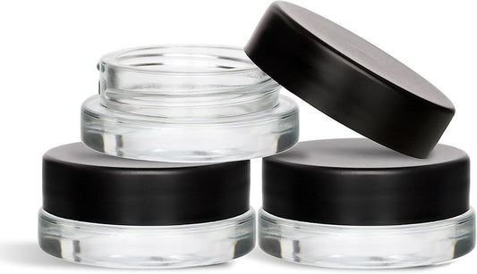 7ml Low Profile Thick Glass Jars with Black Lids